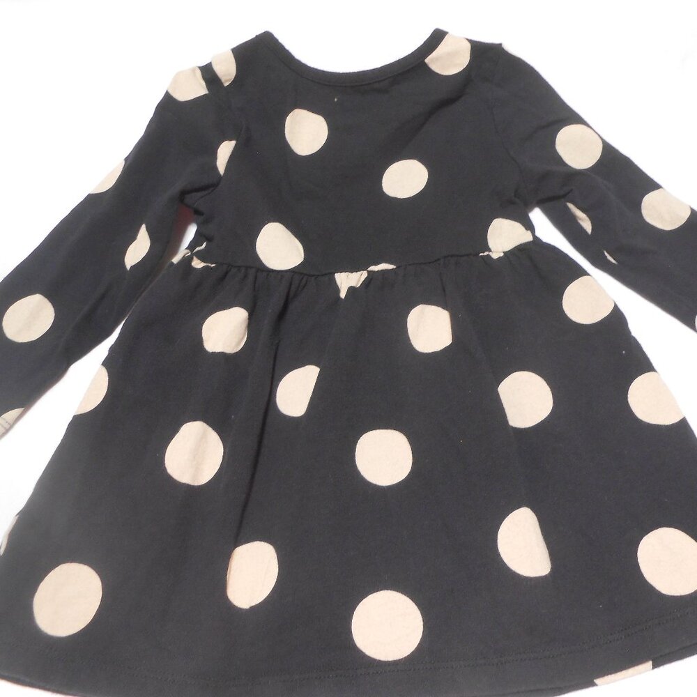 CUTE WONDER NATION BABY GIRL SZ 18 MONTHS TAN & BLK POLKA DOT DRESS w/ POCKETS
